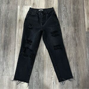 Women’s Black Straight Leg Ripped Jeans